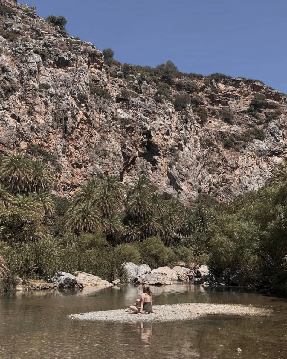 Model in preveli beach river